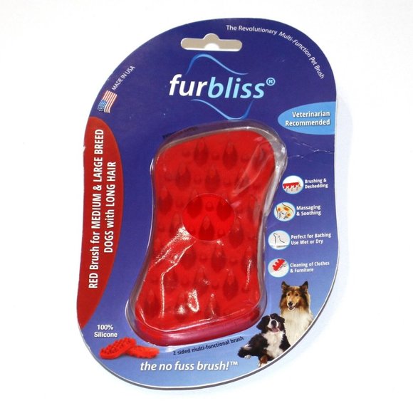 Furbliss Red Dog & Pet Brush for Large Dogs and Pets Red Vet Recommended - Picture 1 of 3